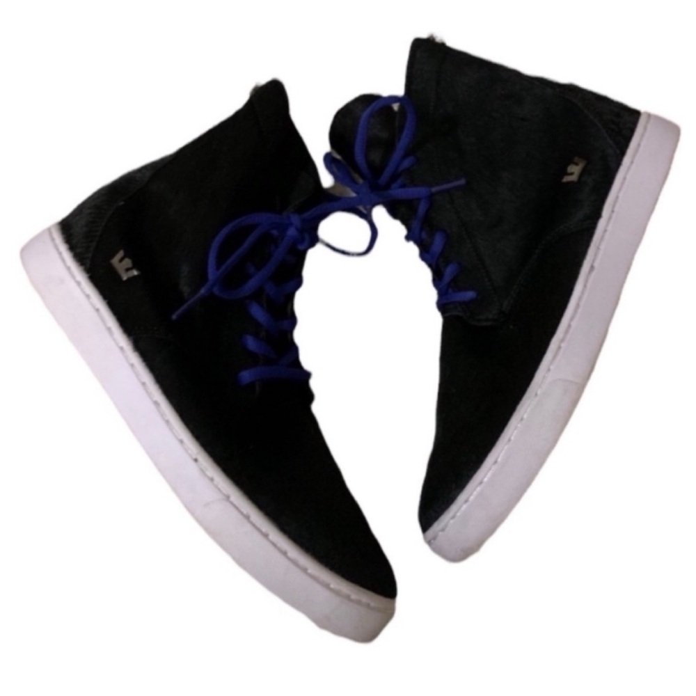 Supra women’s 9.5 Black calf hair high top back zip street wear Joplin sneakers - Picture 2 of 9